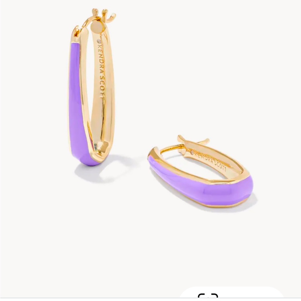 Kendra Scott Kelsey Purple Enamel Hoop Earrings